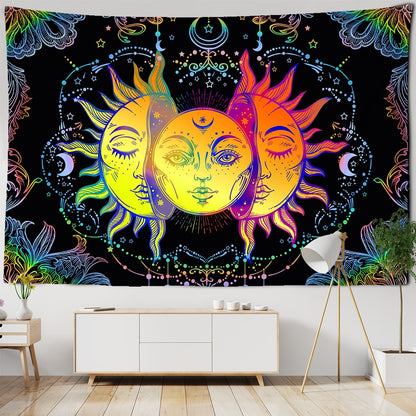 Sun And Moon Mandala Tapestry - Floral Fawna