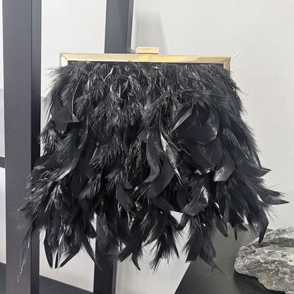 Gatsby Feather Evening Bag - Floral Fawna