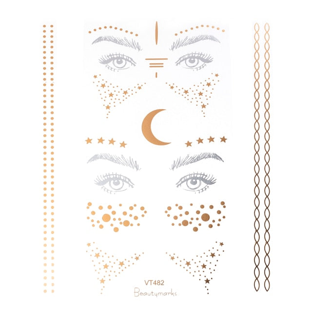Gold and Silver Tattoo Makeup Stickers - Floral Fawna