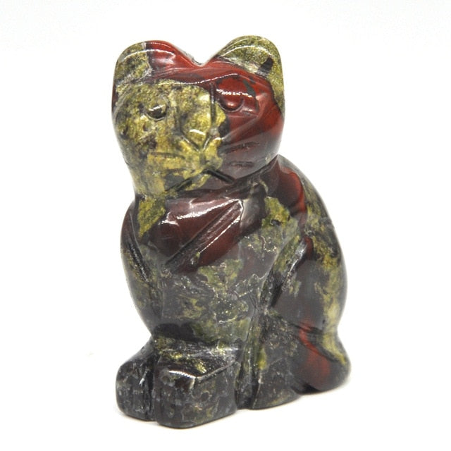 Carved Cat Crystal - Floral Fawna