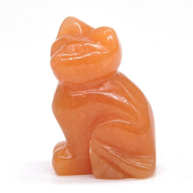 Carved Cat Crystal - Floral Fawna