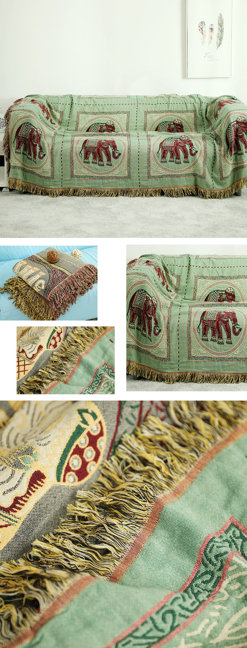 Elephant Tapestry Throw - Floral Fawna