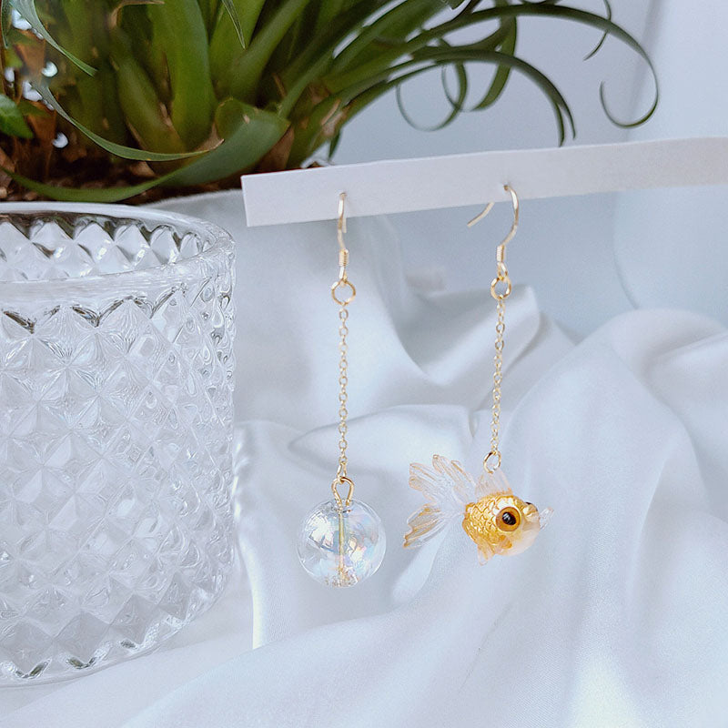 Irregular Goldfish Bubble Dangle Earrings - Floral Fawna