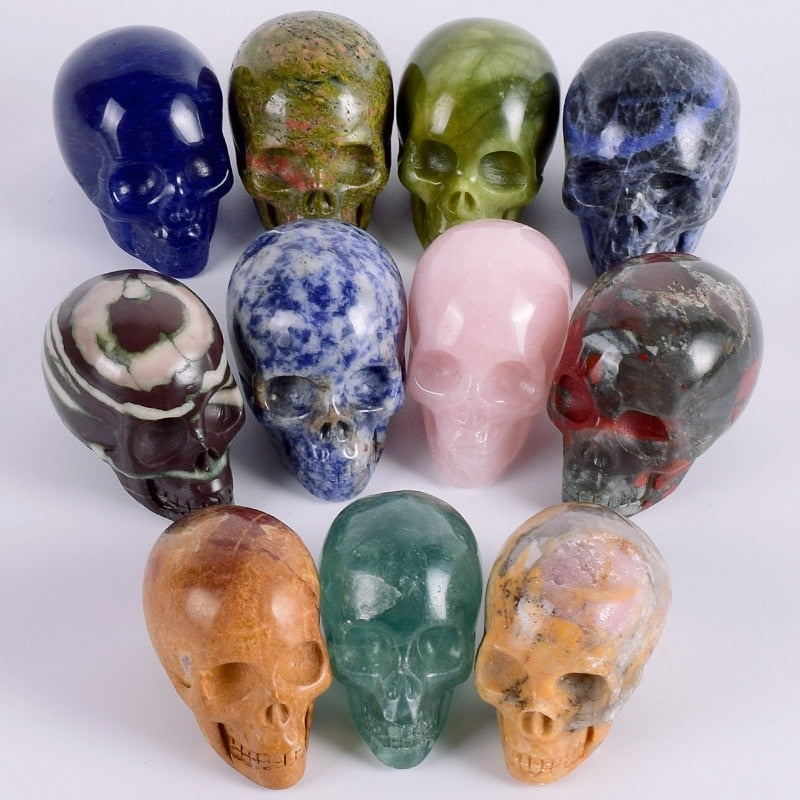 Natural Healing Crystal Minature Skulls - Floral Fawna