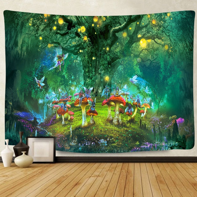 Psychedelic Shrooms Abstract Wall Hanging - Floral Fawna