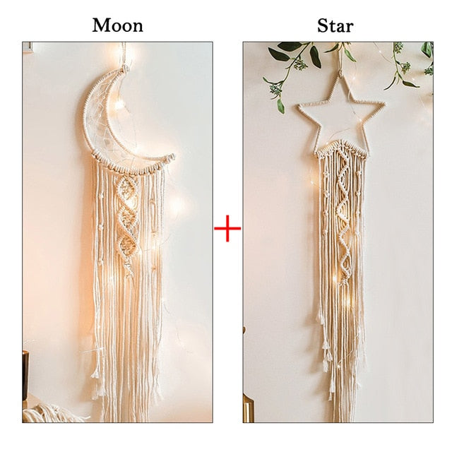 Handmade Moon Or Star Macrame Wall Hanging - Floral Fawna