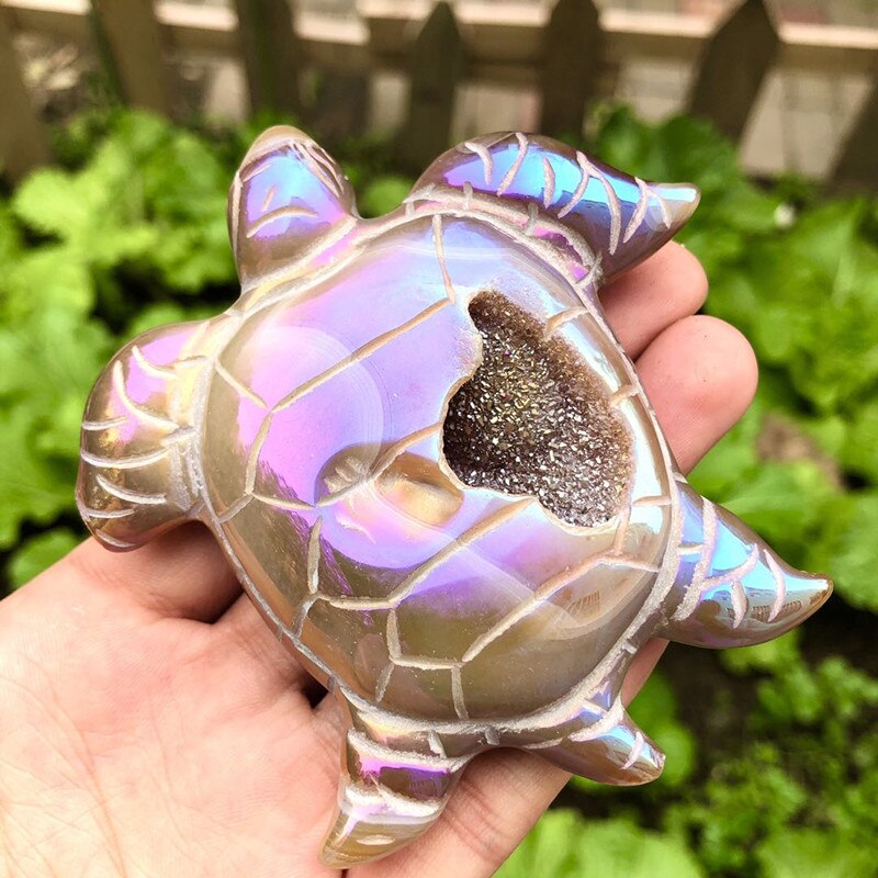 Natural Stone Sea Turtle Crystal - Floral Fawna