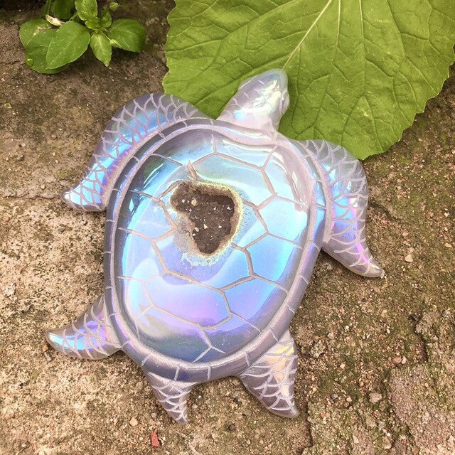 Natural Stone Sea Turtle Crystal - Floral Fawna