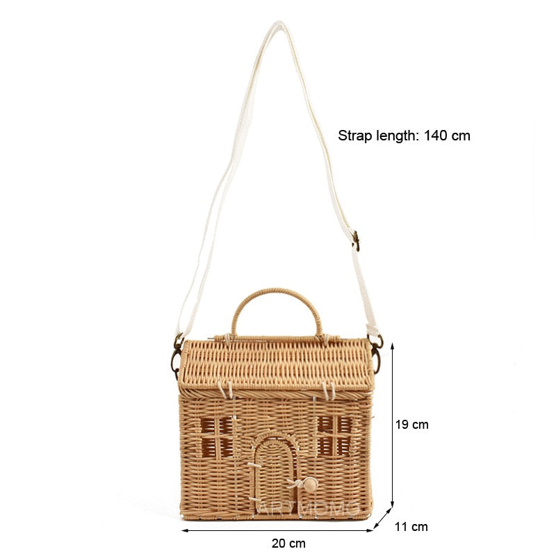 Straw Cottage Basket Bag - Floral Fawna