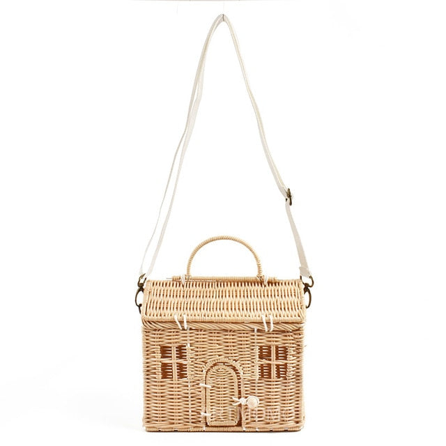 Straw Cottage Basket Bag - Floral Fawna