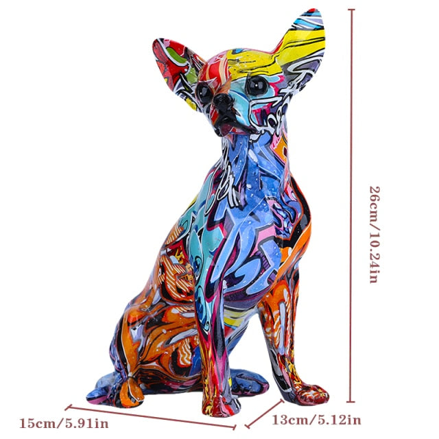 Abstract Chihuahua Statue - Floral Fawna