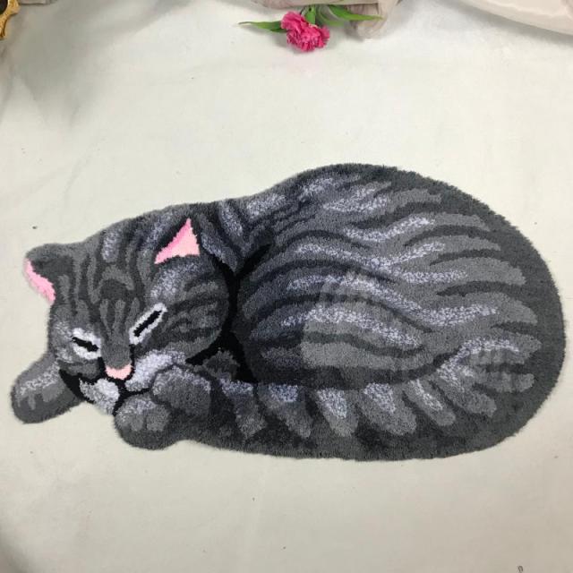 Striped Tabby Cat Rug - Floral Fawna