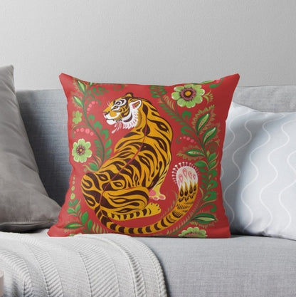 Folk Art Animal Cushion Cover - Floral Fawna