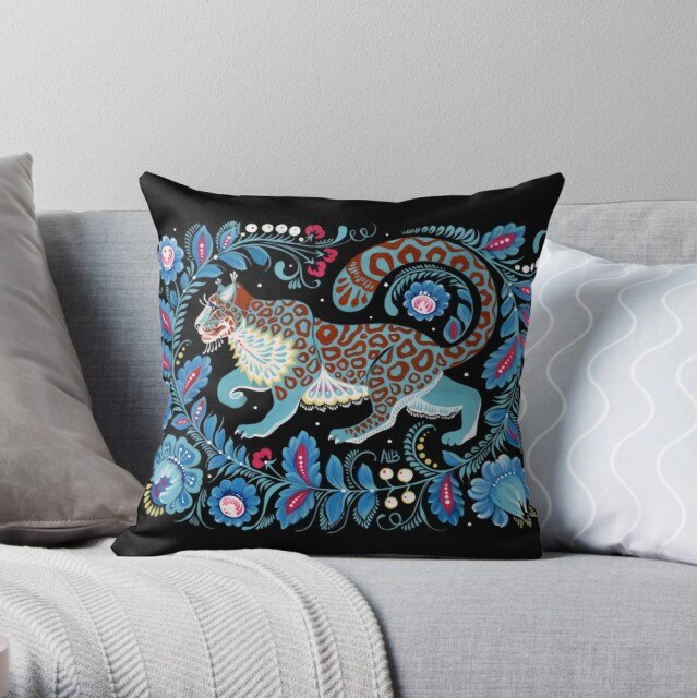 Folk Art Animal Cushion Cover - Floral Fawna
