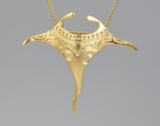 Sterling Silver Manta Ray Necklace - Floral Fawna