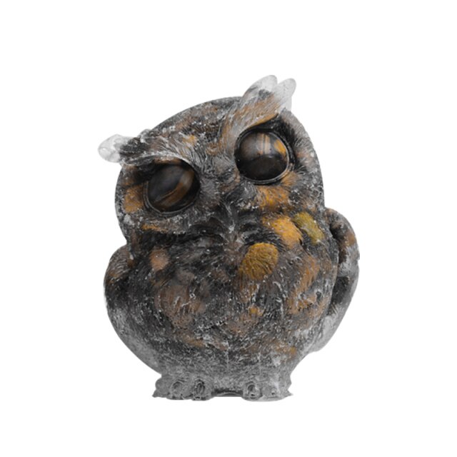 Natural Crystal Quartz Owl - Floral Fawna