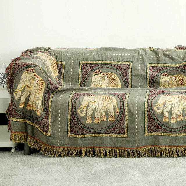 Elephant Tapestry Throw - Floral Fawna