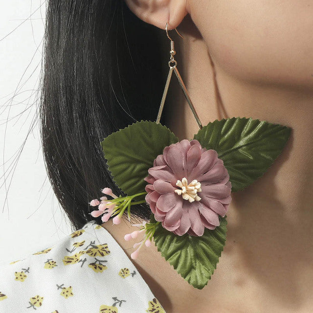 Bohemian Statement Flower Earrings - Floral Fawna