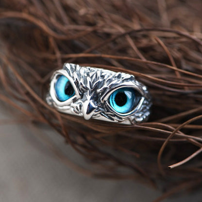 Beautiful Blue Eyes Owl Ring - Floral Fawna