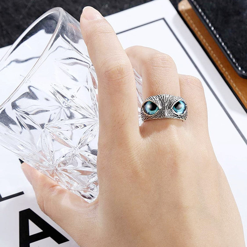 Beautiful Blue Eyes Owl Ring - Floral Fawna