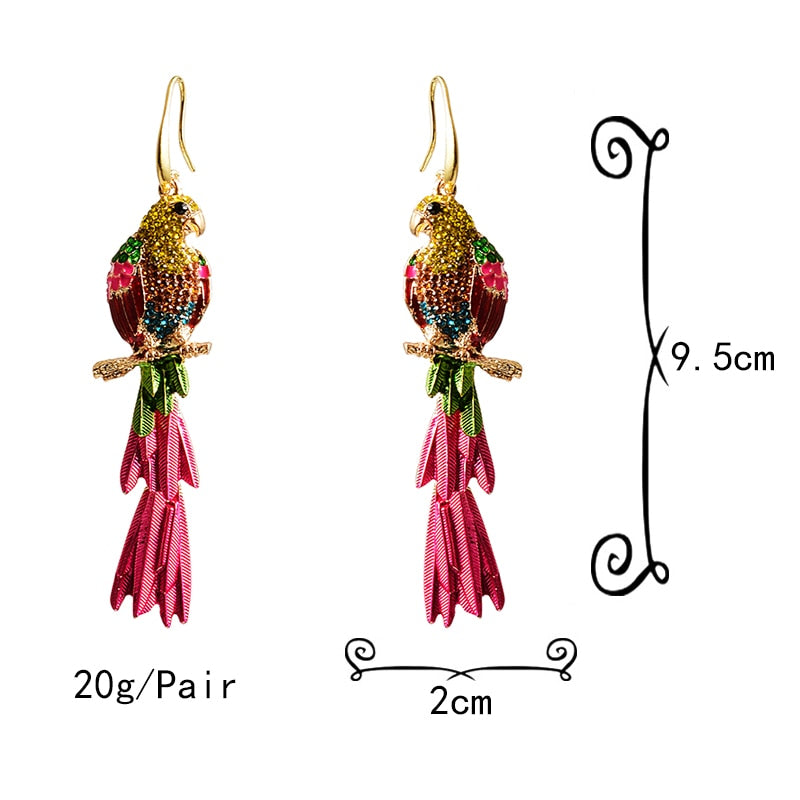 Parrot Rhinestone Earrings - Floral Fawna