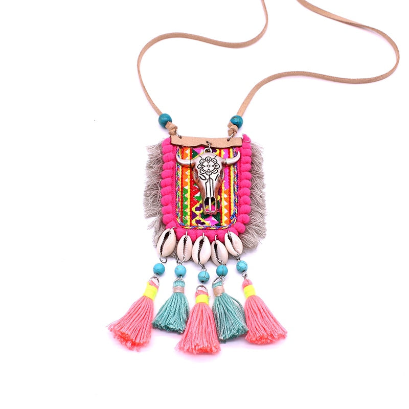 Colourful Shell Tassel Necklace - Floral Fawna