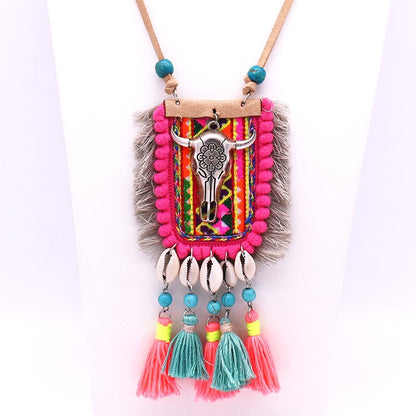 Colourful Shell Tassel Necklace - Floral Fawna