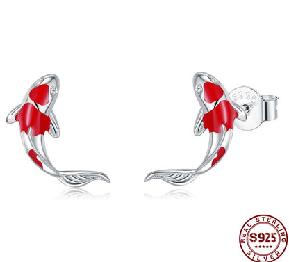 Sterling Silver Koi Earrings - Floral Fawna