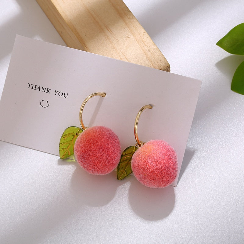 Fuzzy Peach Earrings - Floral Fawna
