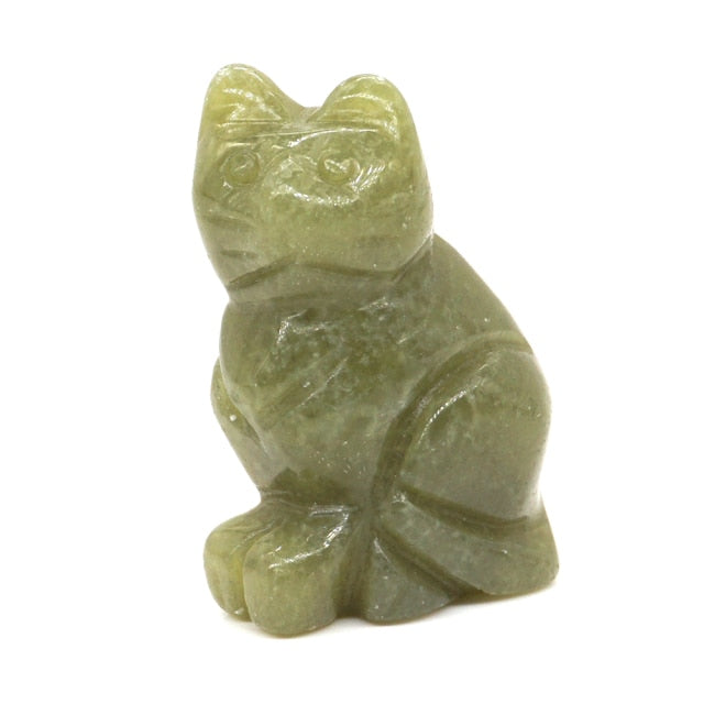 Carved Cat Crystal - Floral Fawna