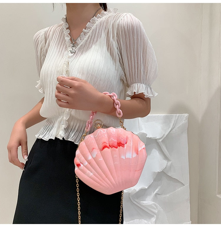 Marble Shell Clutch Bag - Floral Fawna