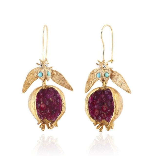 Gold Pomegranate Earrings - Floral Fawna