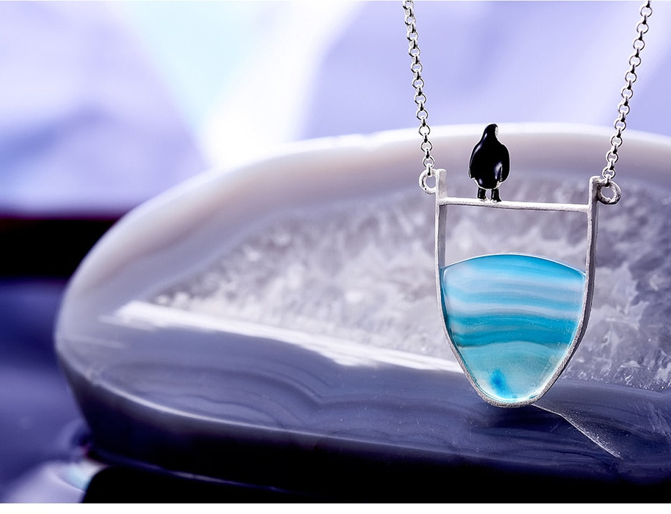 Sterling Silver Arctic Penguin Necklace - Floral Fawna