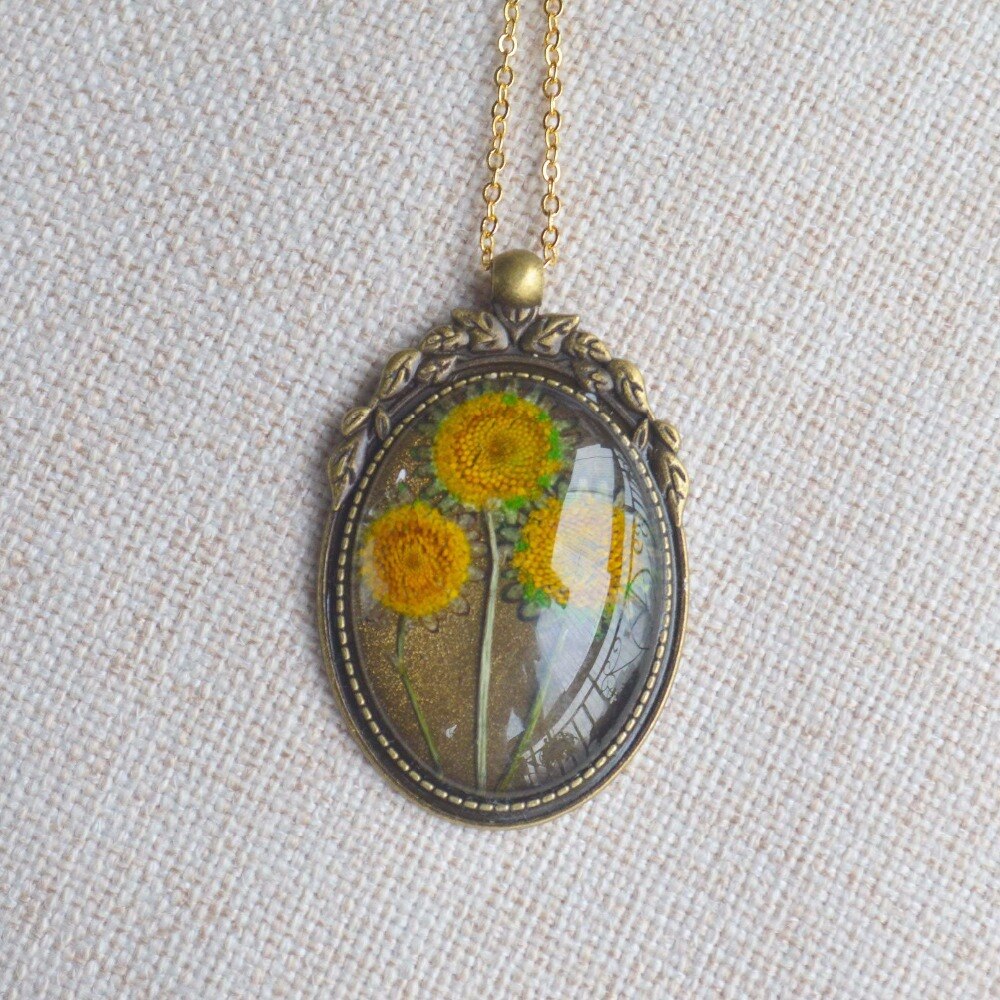 Handmade Real Sunflower Necklace - Floral Fawna