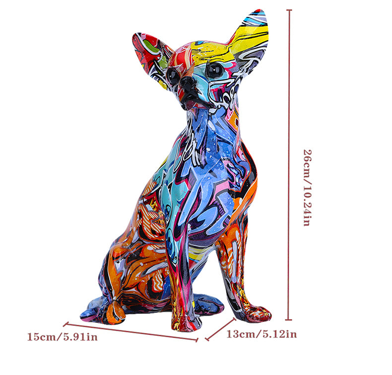 Abstract Chihuahua Statue - Floral Fawna