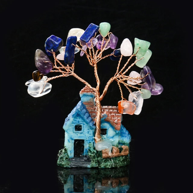 Amethyst Tree House Ornament - Floral Fawna