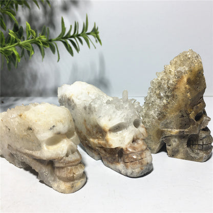Natural Crystal Skull Ornament - Floral Fawna