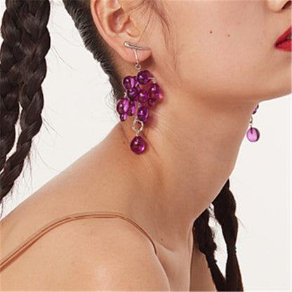 Grape Drop Earrings - Floral Fawna