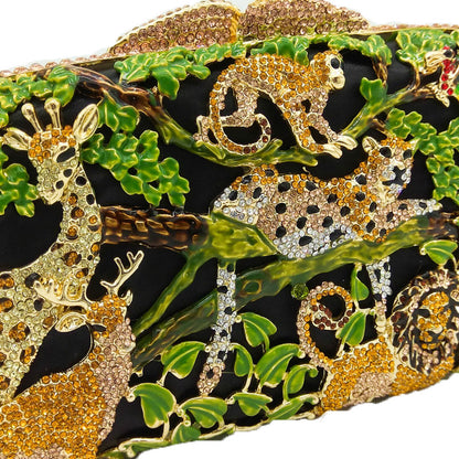 Jungle Animal Crystal Clutch Bag - Floral Fawna