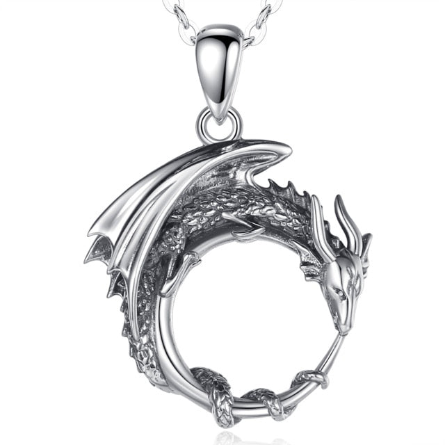 Sterling Silver Dragon Necklace - Floral Fawna