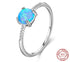 Sparkling Pale Blue Opal Ring - Floral Fawna
