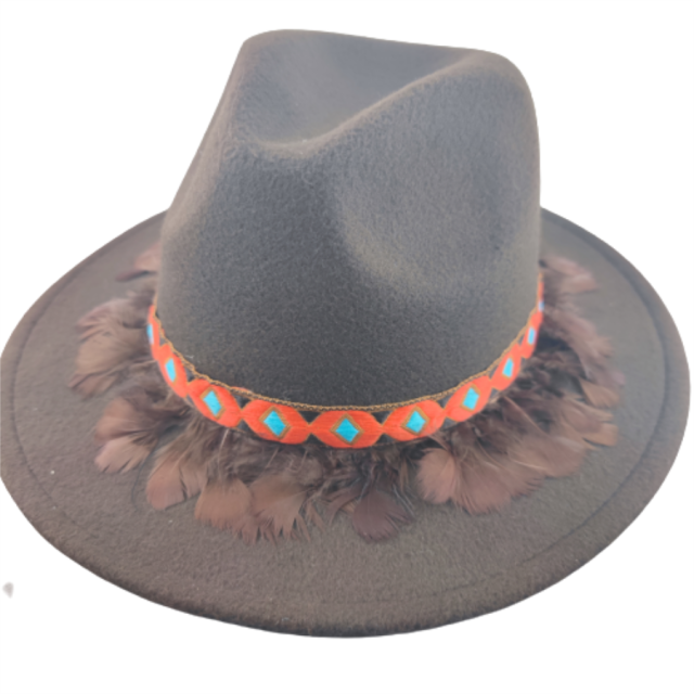 Western Style Boho Fedora Hat - Floral Fawna