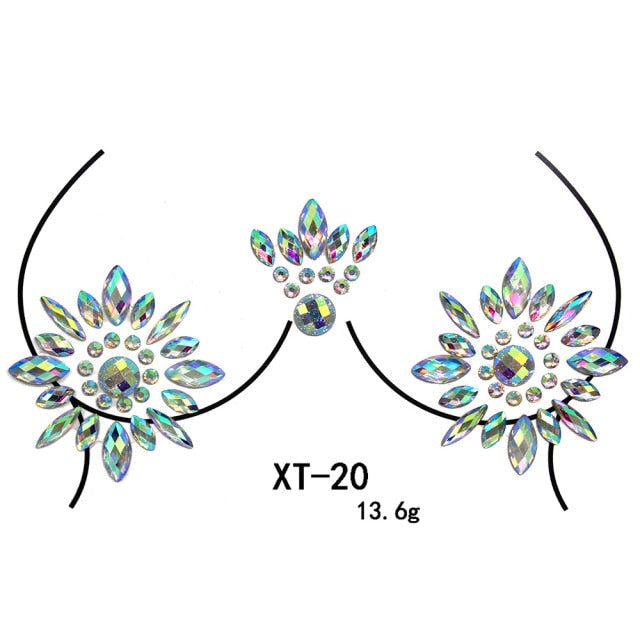 Sparkling Rhinestone Facial Art Stickers - Floral Fawna