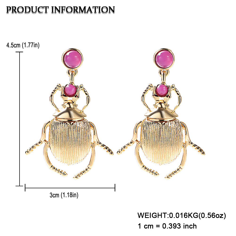 Statement Gold Beetle Earrings - Floral Fawna