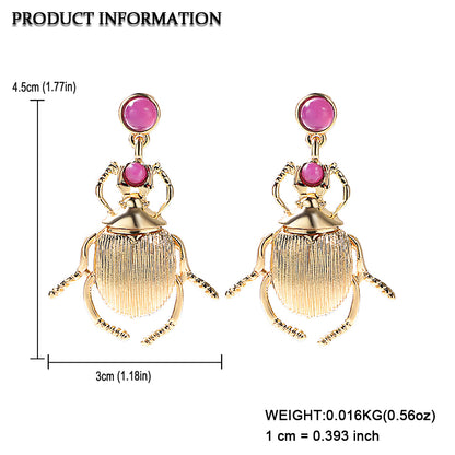 Statement Gold Beetle Earrings - Floral Fawna