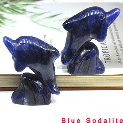 Carved Dolphin Crystal - Floral Fawna