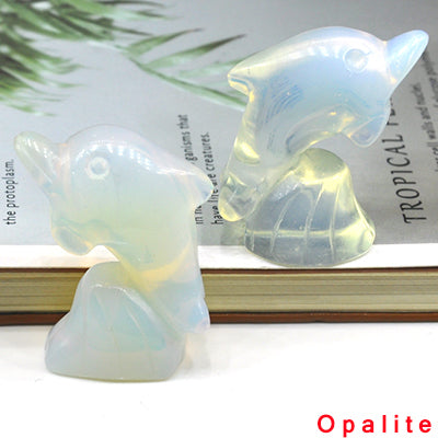 Carved Dolphin Crystal - Floral Fawna