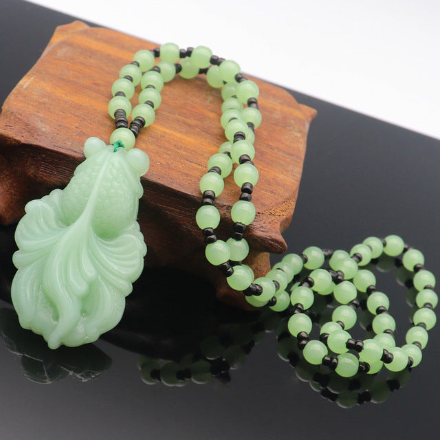 Fluorite Stone Fish Necklace - Floral Fawna
