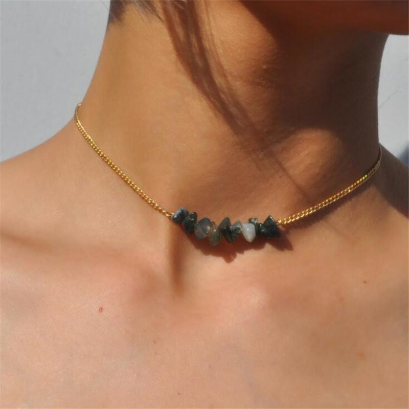 Natural Stone Choker Necklace - Floral Fawna