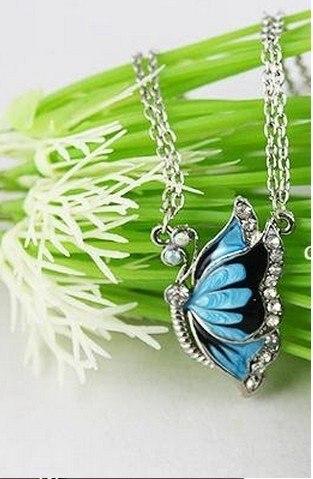 Charming Blue Butterfly Necklace - Floral Fawna